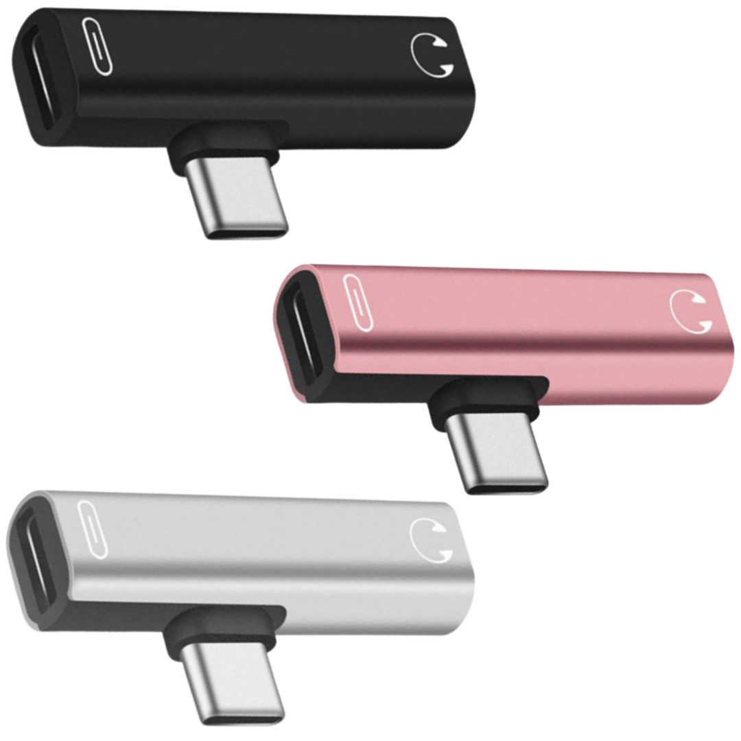 Adaptador OTG USB Tipo C a USB Tipo C y 3.5mm
