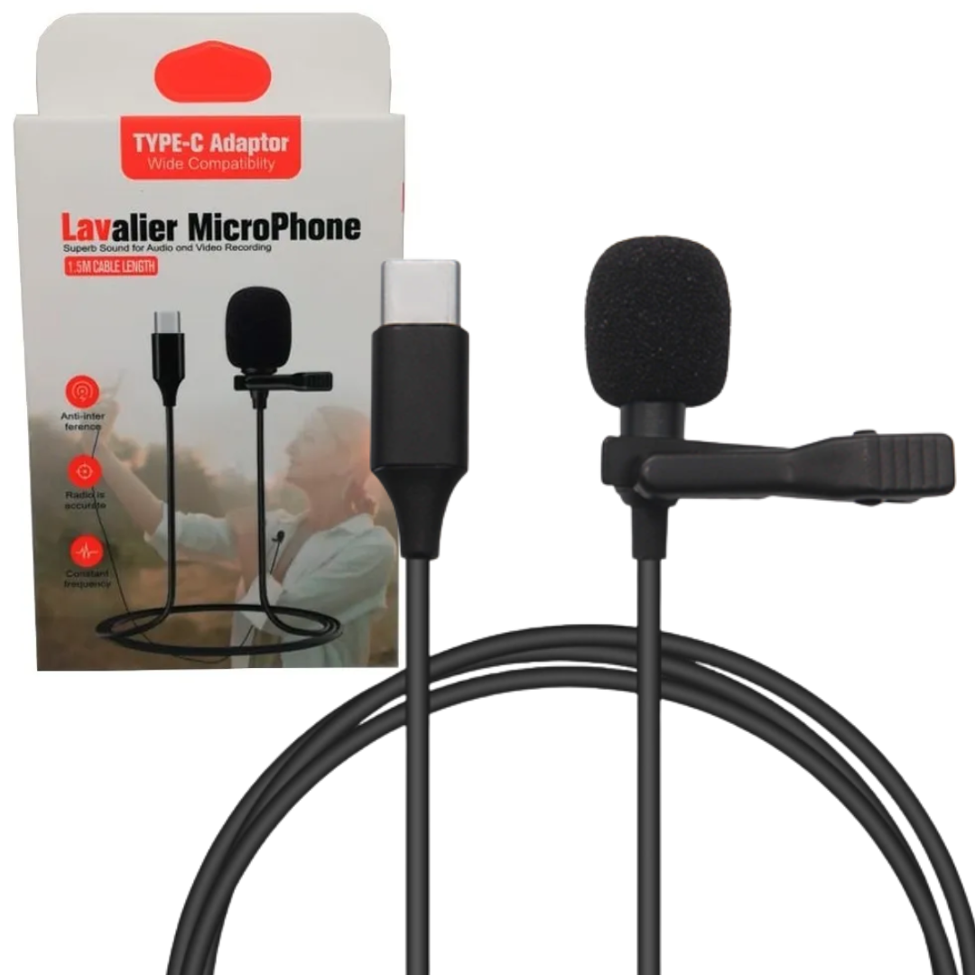 Micrófono solapa Lavalier tipo C Micrófono con clip Micrófono